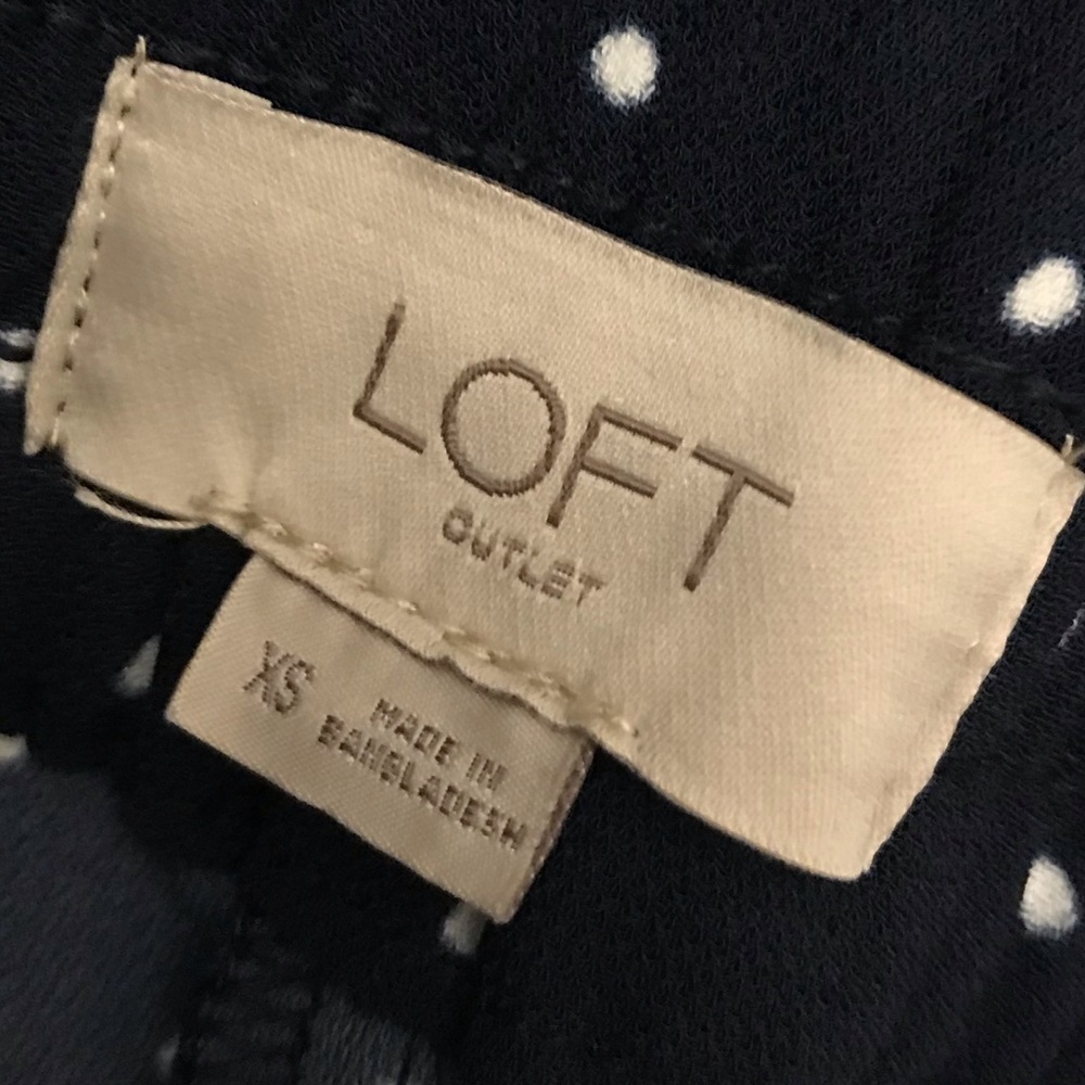 Loft Outlet Navy Blue Polka Dot Drawstring Pants - Picture 7 of 8